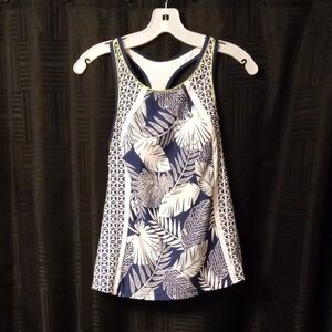 White and Blue Swim Top